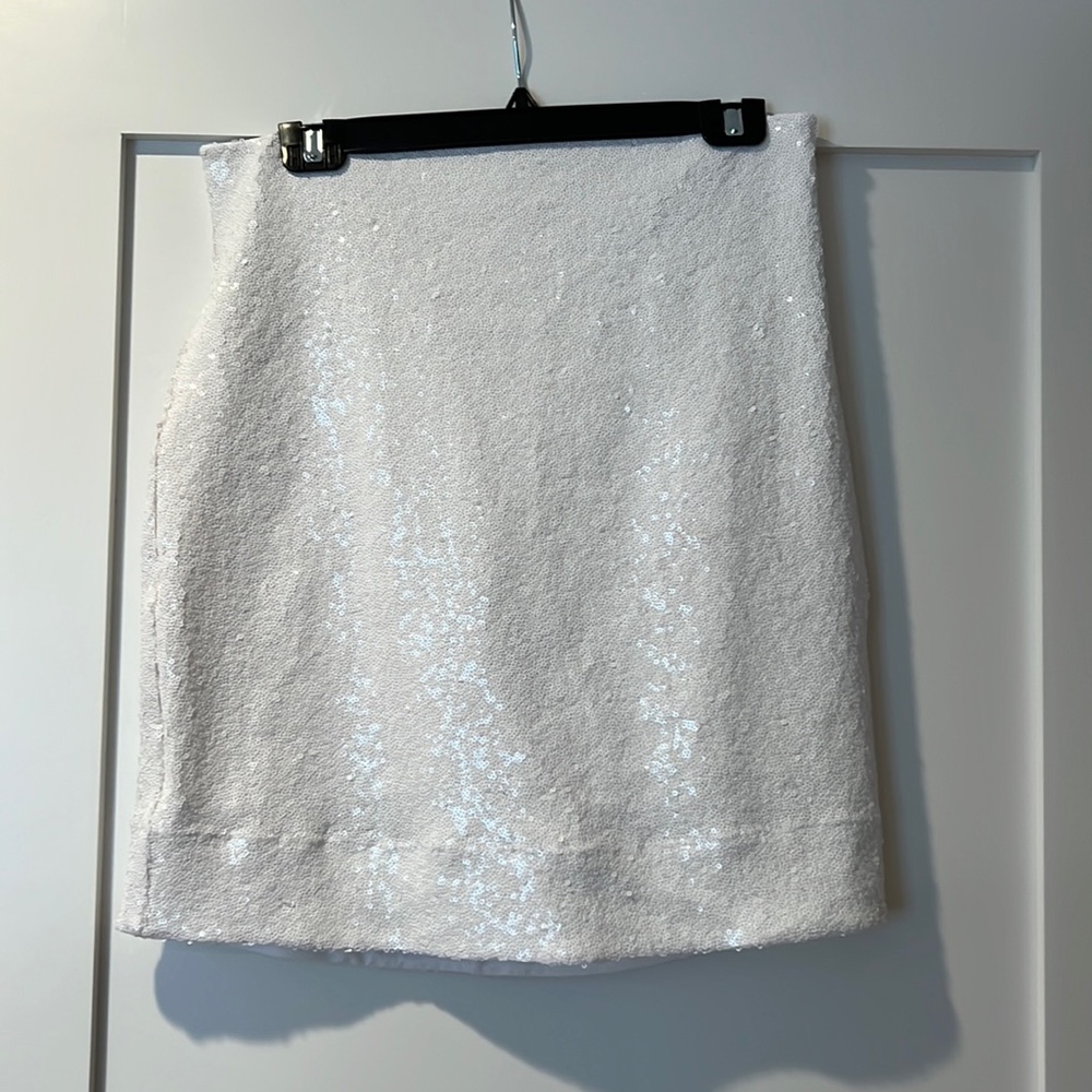 Sequin White Mini Skirt